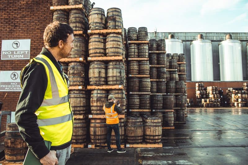 A full yard of whiskey casks at the bond
